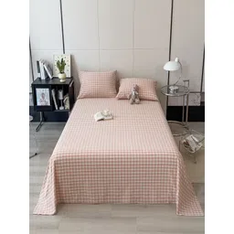 JC HOME Pink & White Printed 220 TC Pure Cotton King Bedsheet Set- 2.3 m x 2.5 m-picture-32