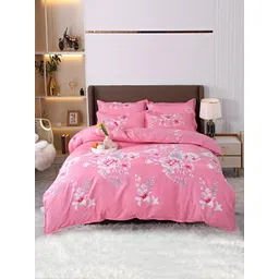JC HOME Pink & White Printed Double Queen Bedding Set-picture-18