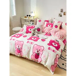 JC HOME Pink & White Printed Double Queen Bedding Set-picture-15