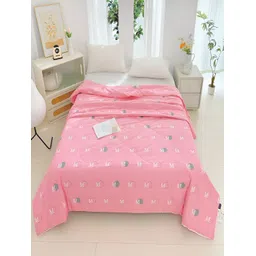 JC HOME Pink & White Typography AC Room 350 GSM Pure Cotton Double Bed Quilt-picture-36