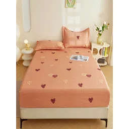 JC HOME Pink & Yellow Abstract Cotton 300 GSM King Bedsheet with 2 Pillow Covers-1.80mx2m-picture-22