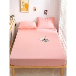 JC HOME Pink Solid 128 TC Queen Bedsheet with 2 Pillow Covers-picture-10