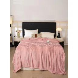 JC HOME Pink Striped AC Room 300 GSM Double Bed Blanket-picture-38