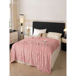 JC HOME Pink Striped AC Room 300 GSM Single Bed Blanket-picture-38