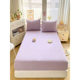 JC HOME Purple 140 TC Fitted Double King Bedsheet with 2 Pillow Covers -1.80 m x 2 m-picture-18