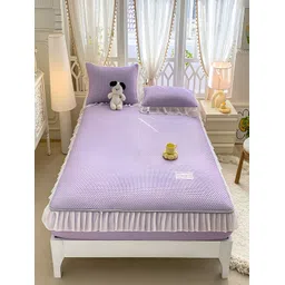 JC HOME Purple 160 TC King Bedsheet with 2 Pillow Covers-picture-23