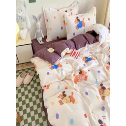 JC HOME Purple & White 4 Pieces Cartoon Characters Printed Double Queen Bedding Set-picture-38