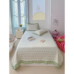 JC HOME White & Black Geometric Printed 162 TC Double Bed Superking Bed Cover Set-picture-25