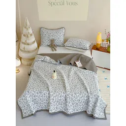 JC HOME White & Black Printed 162 GSM Double Queen Bed Cover-picture-16