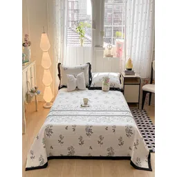 JC HOME White & Black Printed 162 GSM Double Queen Bed Cover-picture-17