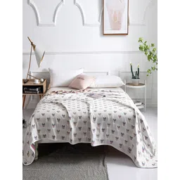 JC HOME White & Blue Cartoon Characters Summer 350 GSM Cotton Single Bed Blanket-picture-34