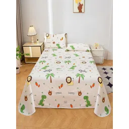 JC HOME White & Green Conversational Printed 140 TC King Bedsheet Set 2.30 m x 2.50 m-picture-22