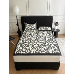 JC HOME White & Grey Ethnic Motifs 160 TC Queen Bedsheet with 2 Pillow Covers-picture-21