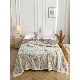 JC HOME White & Grey Floral AC Room 350 GSM Single Bed Quilt-picture-35