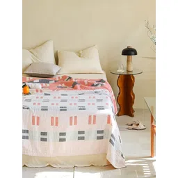 JC HOME White & Grey Geometric AC Room 300 GSM Double Bed Quilt-picture-38
