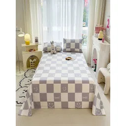 JC HOME White & Grey Printed Polycotton 140 TC Queen Bedsheet Set 2.0 m x 2.4 m-picture-18