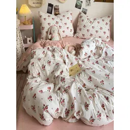 JC HOME White & Pink 3 Piece Double Queen Regular Bedding Set-image-16