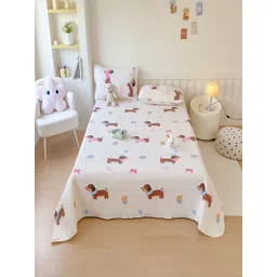 JC HOME White & Pink Printed 162 GSM Double King Bed Cover-image-17