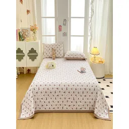 JC HOME White & Purple Printed 162 GSM Single Bed Cover-picture-33