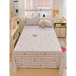 JC HOME Yellow & Blue Printed 140 TC Single Bedsheet Set 1.60 m x 2.30 m-image-24