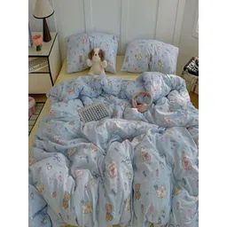 JC HOME Yellow & Pink Cartoon Characters Polycotton 3 Piece Double Queen Regular Bedding Set-picture-14