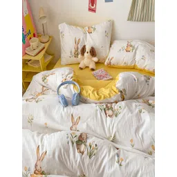 JC HOME Yellow & White Floral Polycotton 3 Piece Double King Regular Bedding Set image 2
