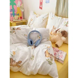 JC HOME Yellow & White Floral Polycotton 3 Piece Double King Regular Bedding Set image 4