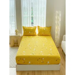 JC HOME Yellow & White Geometric Printed 140 TC Fitted Queen Bedsheet Set 2 m x 1.5 m-image-15