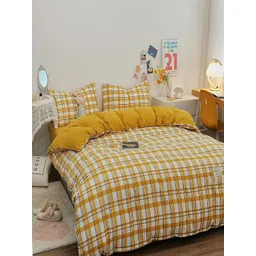 JC HOME Yellow and White Geometric Printed Bedding Set-picture-37