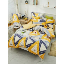 JC HOME Yellow & White Geometric Printed Single Bedding Set-picture-22