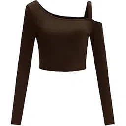 jc jummy couture ONE Shoulder Full Sleeve Length Ribbed Tops for Women-picture-20