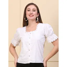 JC JUMMY COUTURE Puff Sleeve Cotton Shirt Style Top-picture-23