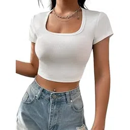 jc jummy couture Women Short Sleeves White Crop TOP-picture-41