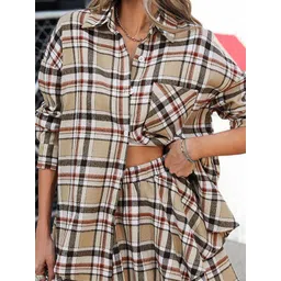 JC Mode Checked Long Sleeves Shirt With Skirt image 5