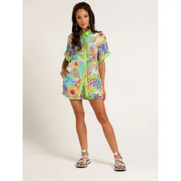 JC Mode Floral Printed Shirt Collar Shirt With Shorts-picture-35