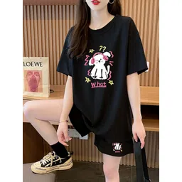 JC Mode Printed Round Neck T-Shirt With Shorts Co-Ords-picture-34