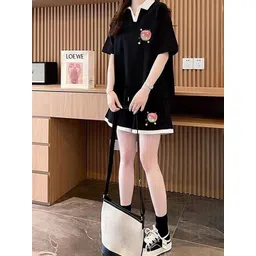 JC Mode Printed Shirt Collar Neck T-Shirt With Shorts Co-Ords image 2