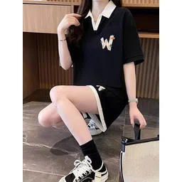 JC Mode Printed Shirt Collar T-Shirt & Short Co-Ords-picture-31