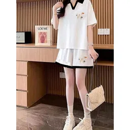 JC Mode Printed Shirt Collar T-Shirt & Short Co-Ords-picture-32