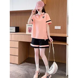 JC Mode Printed Shirt Collar T-Shirt With Shorts Co-Ords-picture-18