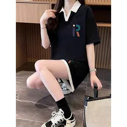 JC Mode Printed Shirt Collar T-Shirt With Shorts Co-Ords Set-picture-28