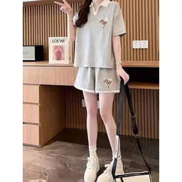 JC Mode Shirt Collar T-Shirt With Shorts Co-Ords Set-picture-15