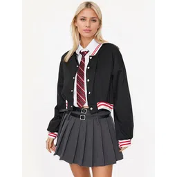 JC Mode Women Stand Collar Solid Casual Varsity Jacket-picture-29