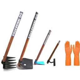 jct agrico RAKE,SPADE,MINI SPADE(K),WEEDING RAKE WITH WOODEN HANDLE(70,70,50,35CM) GLOVES Garden Tool Kit-picture-14