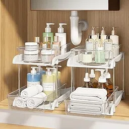 JD FRESH 3 Tier Under Sink Organiser/Clear Bathroom Cabinets/Vanity Countertop Storage Container/Medicine Cabinet/Drawers Bins/Pull-Out Organization with Track for Pantry/Kitchen/Office-picture-31