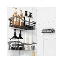 JD Fresh 3 in 1 Self Adhesive Organizer Combo For Bathroom Accessories - Black-picture-14