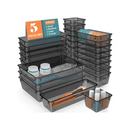 JD FRESH Black 5 Pieces Makeup Organisers-image-43