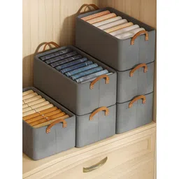 JD FRESH Grey & Brown 6 Pieces Non-Woven Drawer Organisers-image-35