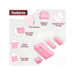 JD FRESH Pink 12 Pieces Makeup Organisers-image-42