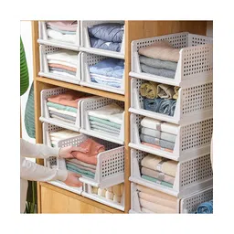 JD FRESH Polypropylene 10 Pieces Wardrobe Organizer for Storage Foldable - White-image-5